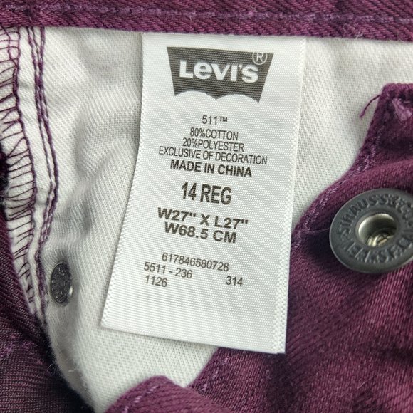 NWT Levi's 511 Slim Fit Dark Purple Jeans Tapered Leg - Picture 8 of 8